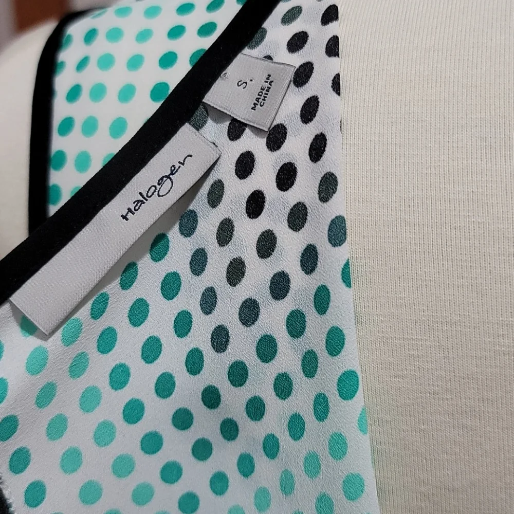 HALOGEN SMALL SLEEVELESS TOP POLK DOT MIX PRINT ZIP UP BACK MINIMALIST BLOUSE - Picture 8 of 11